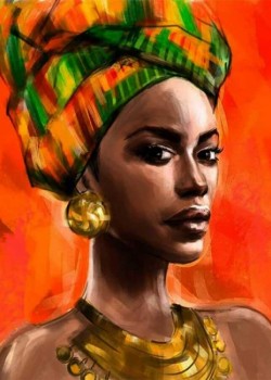 Canvas Afrikalı Güzel 7 Sayılarla Boyama Seti Rulo