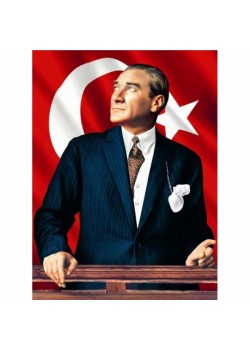 Canvas Atatürk ve Bayrak Sayılarla Boyama Seti Kasnaklı