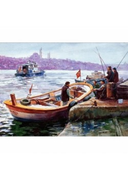 Canvas İstanbul ve Kayıklar Sayılarla Boyama Seti Kasnaklı