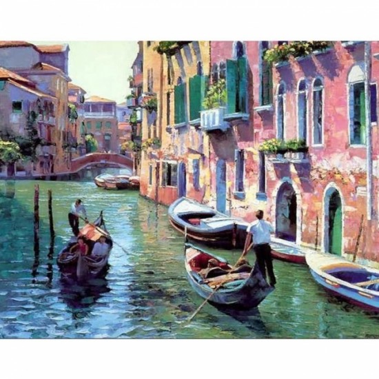 Canvas Venedik Kanal Gezisi Sayılarla Boyama Seti Rulo