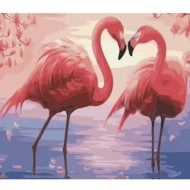 Canvas Aşık Flamingolar Sayılarla Boyama Seti Kasnaklı