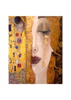Canvas Gustav Klimt İki Eser Sayılarla Boyama Seti Kasnaklı