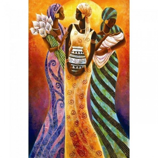 Canvas Afrika Kadınları Sayılarla Boyama Seti Rulo