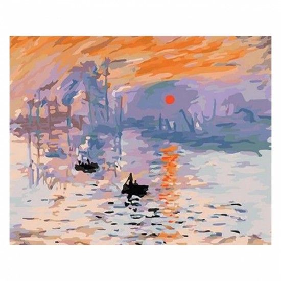 Canvas Monet Gün Doğumu Sayılarla Boyama Seti Kasnaklı