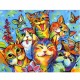 Canvas Gülen Kediler Sayılarla Boyama Seti Rulo