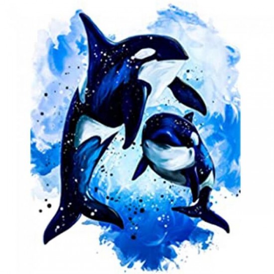 Canvas Mavi Sular ve Orca Sayılarla Boyama Seti Rulo