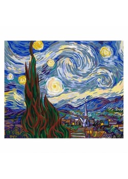 Canvas Van Gogh Yıldızlı Geceler Sayılarla Boyama Seti Rulo