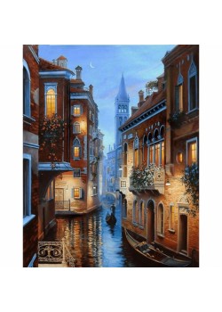 Canvas Aşıklar Şehri Venedik Sayılarla Boyama Seti Kasnaklı