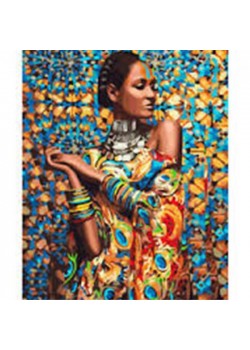 Canvas Afrikalı Güzel 2 Sayılarla Boyama Seti Kasnaklı