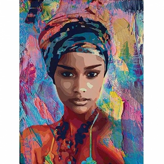 Canvas Afrikalı Güzel 6 Sayılarla Boyama Seti Rulo