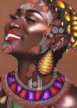 Canvas Afrikalı Güzel 8 Sayılarla Boyama Seti Rulo