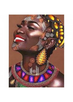 Canvas Afrikalı Güzel 8 Sayılarla Boyama Seti Kasnaklı
