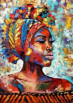 Canvas Afrikalı Güzel 9 Sayılarla Boyama Seti Rulo