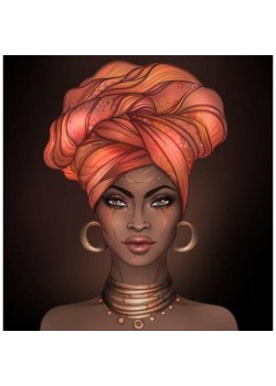 Canvas Afrikalı Güzel 11 Sayılarla Boyama Seti Kasnaklı