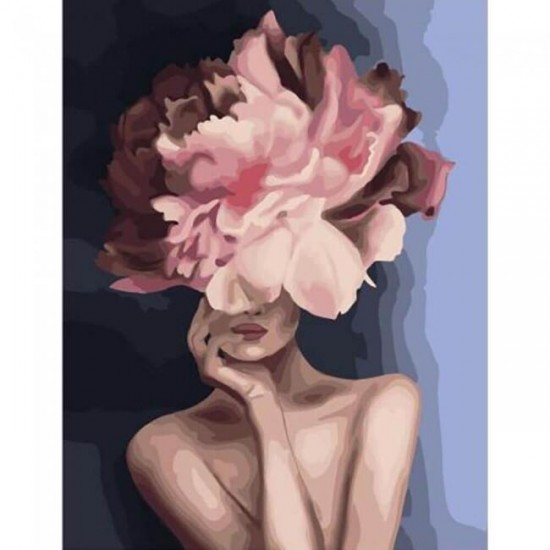 Canvas Çiçek Kadın 3 Renkli Sayılarla Boyama Seti Kasnaklı