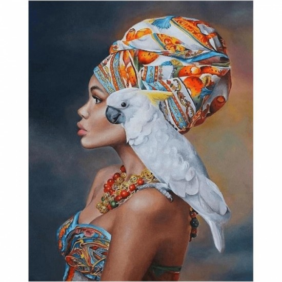 Canvas Afrikalı Güzel 12 Sayılarla Boyama Seti Rulo