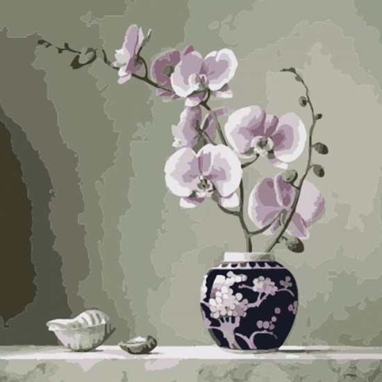 Canvas Masa Vazo Çiçek Bitiş Sayılarla Boyama  Seti Rulo