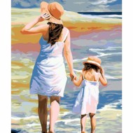 Canvas Anne ve Kız Boyama  Seti Kasnaklı