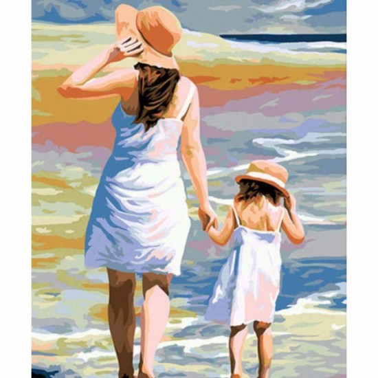 Canvas Anne ve Kız Boyama  Seti Rulo
