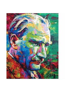 Canvas Renkli Atatürk Sayılarla Boyama Seti Kasnaklı