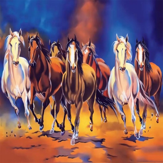 Canvas Koşan Atlar Sayılarla Boyama Seti Rulo