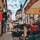 Canvas Avrupada Bir Sokak Sayılarla Boyama Seti Kasnaklı