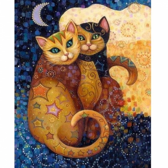 Canvas Gece ve Gündüz Kedilerin Aşkı Rulo