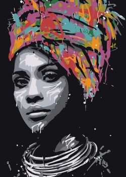 Canvas Afrikalı Güzel 1 Sayılarla Boyama Seti Rulo