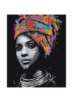 Canvas Afrikalı Güzel 1 Sayılarla Boyama Seti Kasnaklı