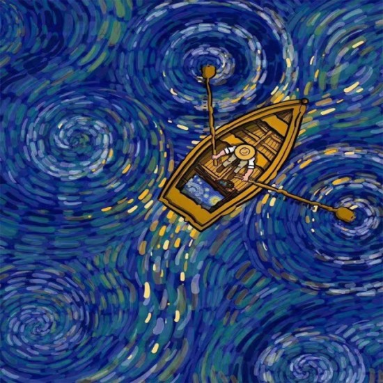 Canvas Kayıktaki Van Gogh Sayılarla Boyama Seti Kasnaklı
