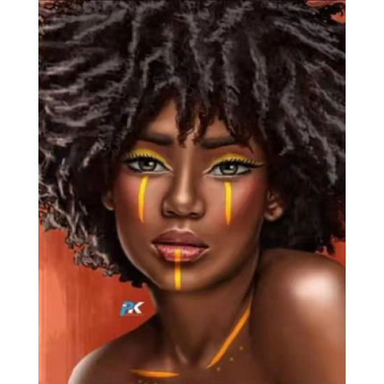 Canvas Afrika Stili Sayılarla Boyama Seti Kasnaklı