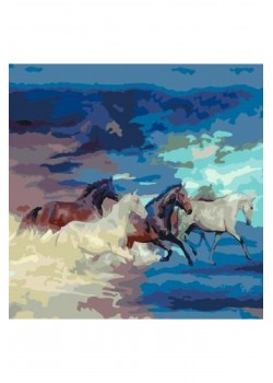 Canvas Atların Hedefi Sayılarla Boyama Seti  Rulo