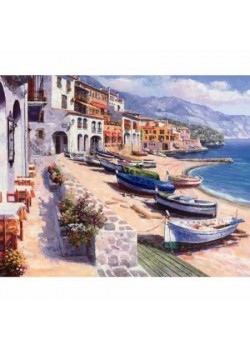 Canvas İtalya Kıyıları Sayılarla Boyama Seti  Kasnaklı