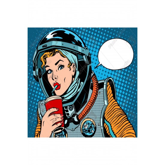 Canvas Popart Astronot Sayılarla Boyama Seti  Rulo