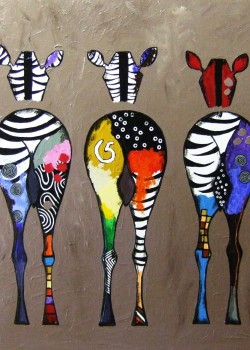 Canvas Zebra Ailesi Sayılarla Boyama SetiKasnaklı