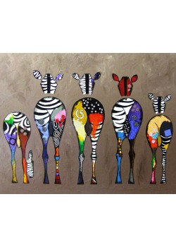 Canvas Zebra Ailesi Sayılarla Boyama SetiRulo