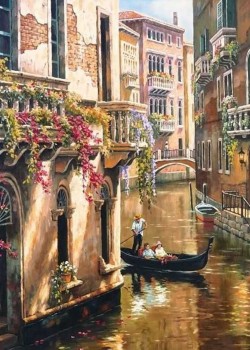 Canvas Venedikte Gondol Gezintisi Sayılarla Boyama SetiRulo