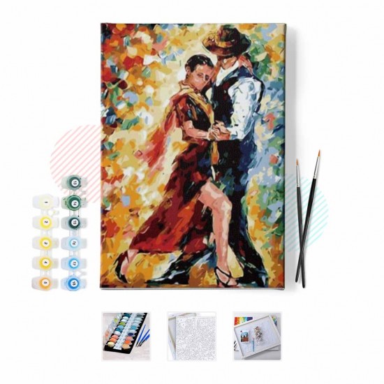 Canvas Tango Aşkı Sayılarla Boyama Seti Kasnaklı
